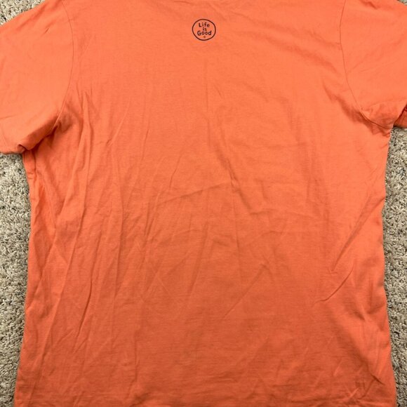 Life is Good T-Shirt Women XL Short Sleeve Orange Graphic Crew Neck Wander Love - Picture 8 of 10
